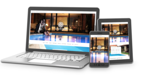 Web/Interactive Ultimate Pool Surface website displayed on desktop, tablet, and mobile devices